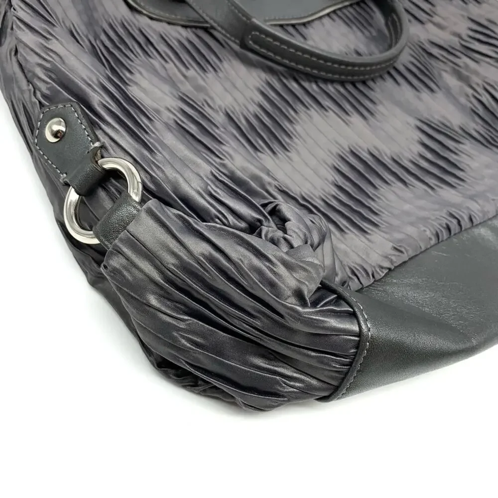 COACH #F20050 Ashley Gathered Carryall Satchel Bag Grey Satin